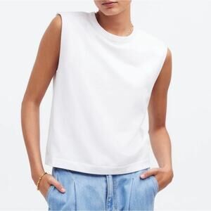 madewell structured muscle tee eyelet white nr246 women size x-small xs